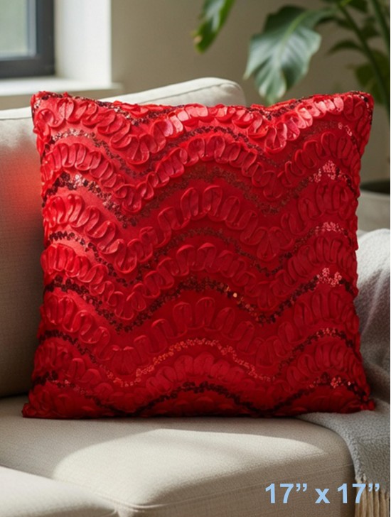 WAVE SEQUINS DESIGN CUSHION COVER & FILLER